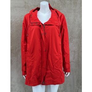 EUC Eileen Fisher Hooded Anorak Windbreaker, Red Orange Jacket | Women’s Plus 1X